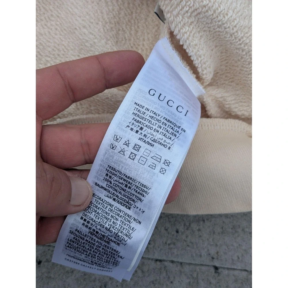 Gucci Sweatshirt Mens Medium Beige Beverly Hills Cherry Graphic Crewneck Fleece